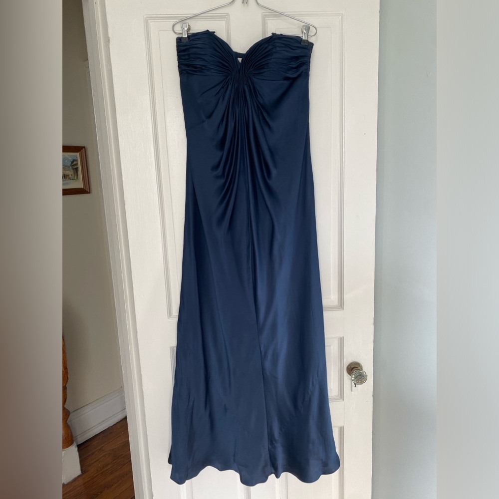 Laundry By Design Strapless Navy Blue Silk Gown